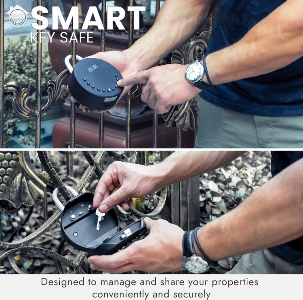 Nu-set Smart Key Storage Box, Hanging Shackle, Black - Remote Program - NISB