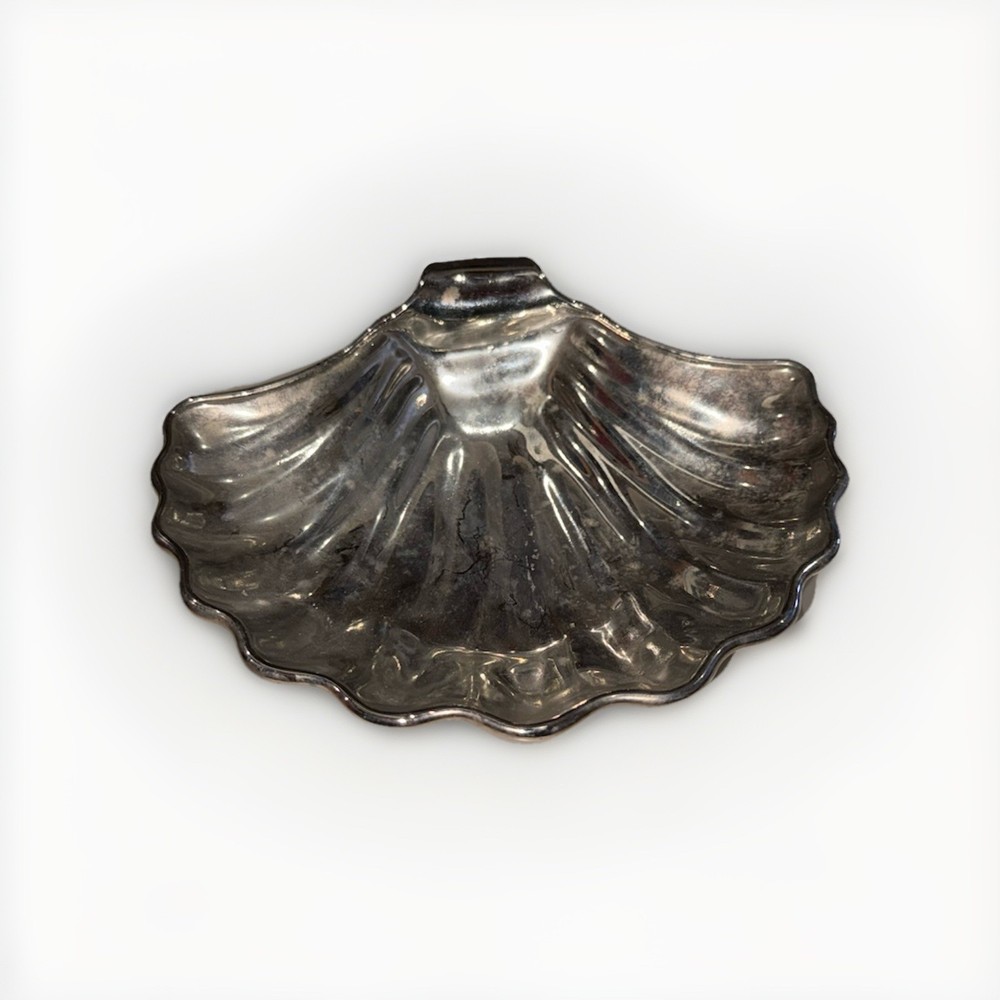 Art Deco 7" Silverplate Clam Shell Dish