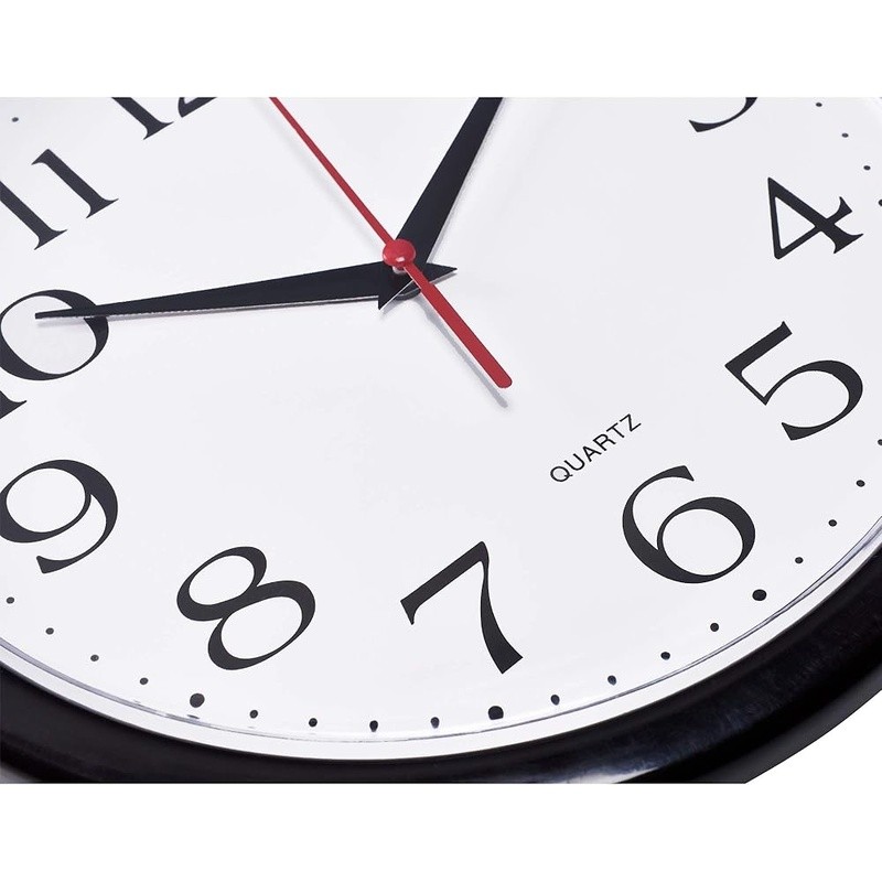 Silent Wall Clock Large Numbers Quartz Battery Powered Indoor Use Classic Design