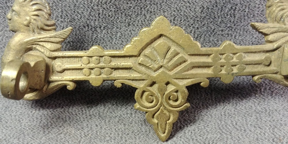 Bronze Drop Bail Drawer Pull Handle Cherub Head Wing Figure Victorian Hardware