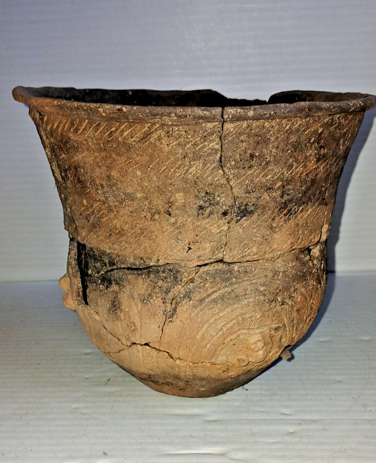 Pre-Columbian Native American Indian Mississippian Partial Pottery Jar Artifact