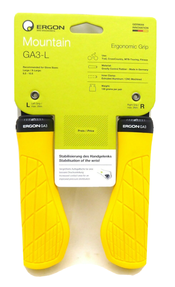 Ergon GA3 Grips Large, Yellow, Lock-On