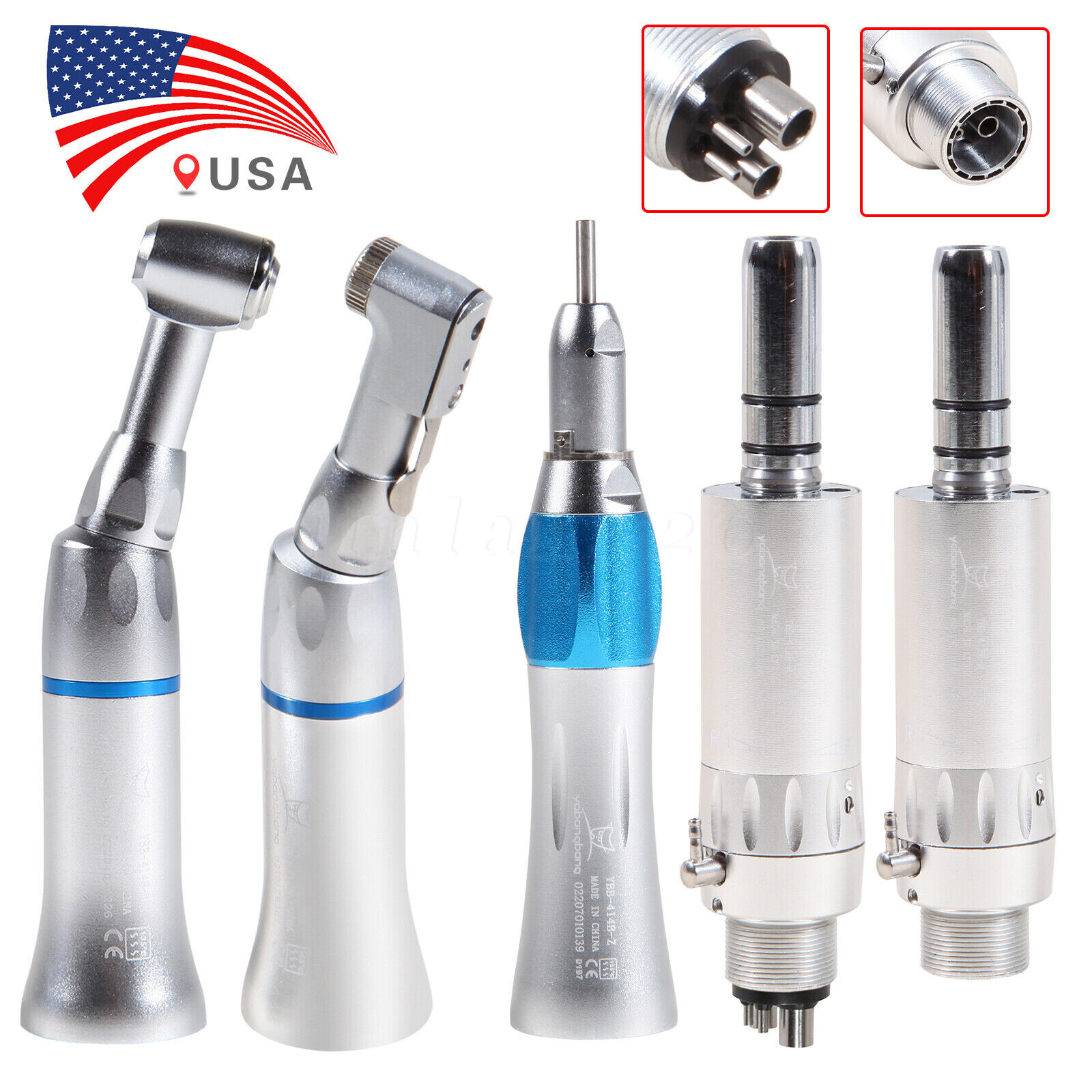 Dental Low Slow Speed Handpiece E-type Contra Angle Micro Air Motor 2/4 Hole 1:1