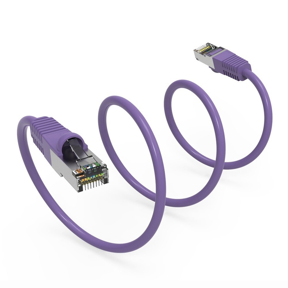 3FT Cat5E RJ45 Network LAN Ethernet FTP Shielded Patch Cable Copper Wire Purple