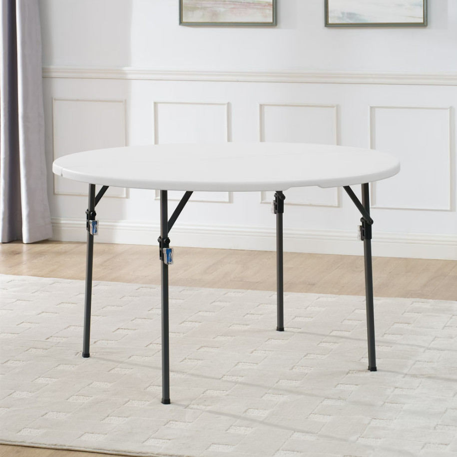 4ft Foldable Round Table White Plastic Indoor Outdoor Portable Use