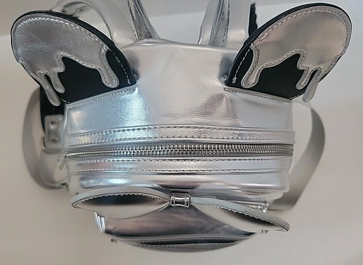 Disney Parks 100 Years Loungefly Minnie Mouse Mini Backpack Platinum Silver Drip