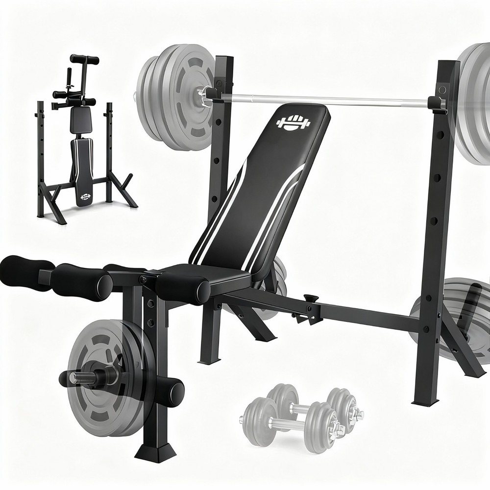 900LBS Foldable Weight Bench 5-in-1 Multi-functional Adjustable w/Weight Storage
