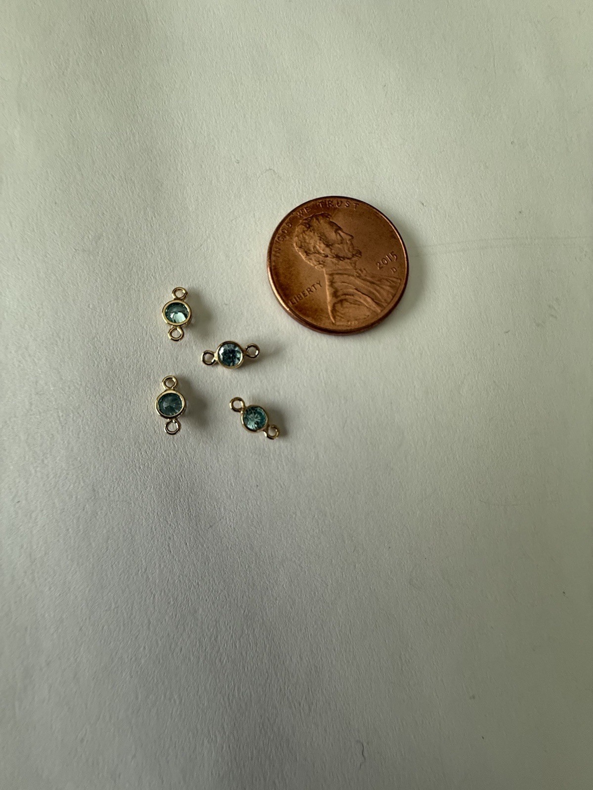 3mm AQUAMARINE 3A CZ Bezel connectors 4pcs 14kt gold filled
