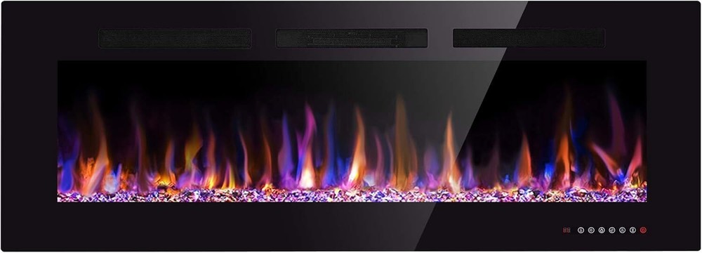 68" Electric Fireplace with Timer/Multicolor Flames/Touch Screen/Remote Control