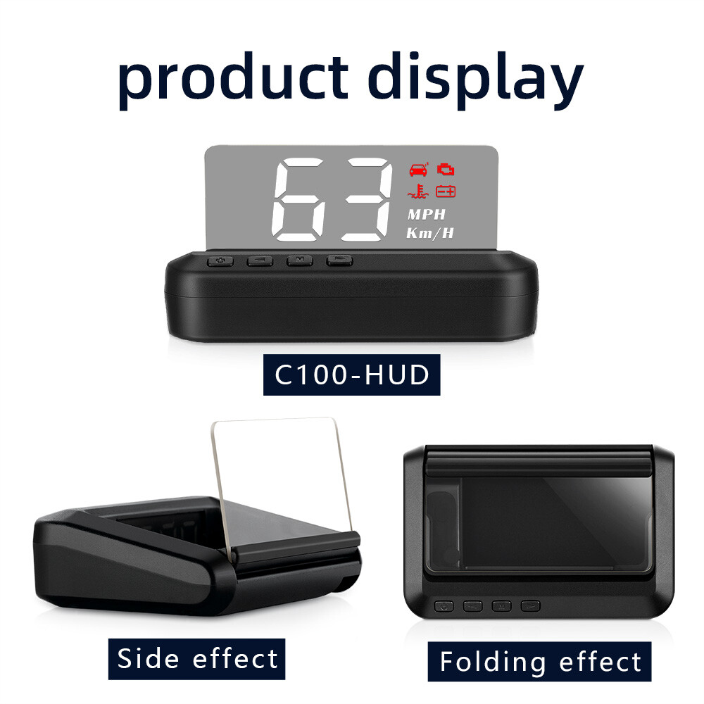 Car OBD2 HUD Head Up Display Speedometer Mileage Simple Function Engine Folding
