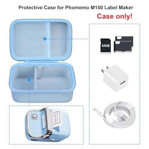 Carrying Case for Phomemo M150 Label Maker Machine, Hard Storage Box for Blue