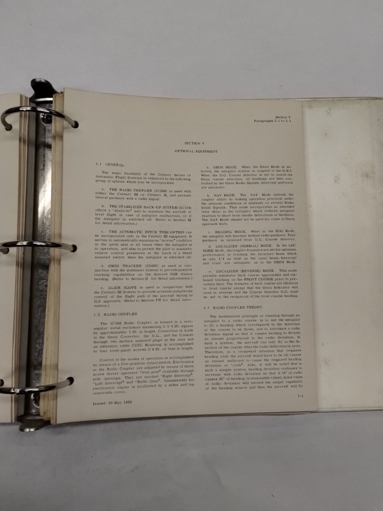 Mitchell Automatic Flight Systems Century II &III Optional Equipment Service