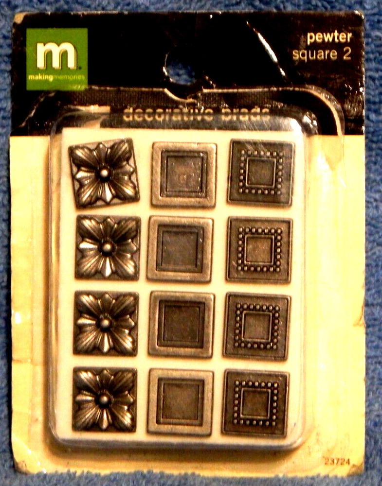 Making Memories Decorative Pewter Brads Square 2 #23724