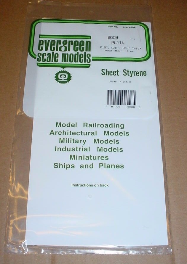 Evergreen Styrene Plastic Sheet Assortment .010 .020 .040 White 12" x 6" #9008