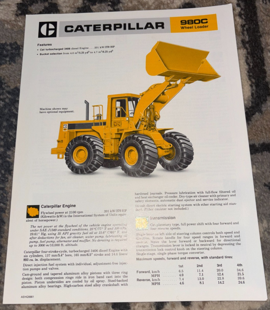 Caterpillar CAT 980C Wheel Loader Brochure AMIL25