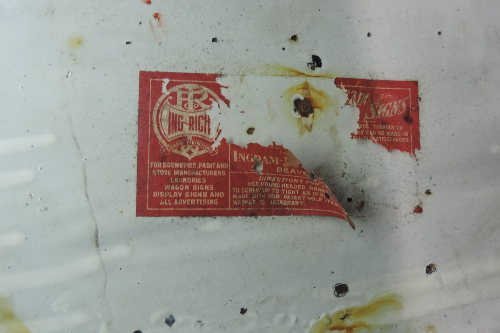 Ing Rich Fidelity Fire Insurance Co. of New York Porcelain Sign Vintage Display