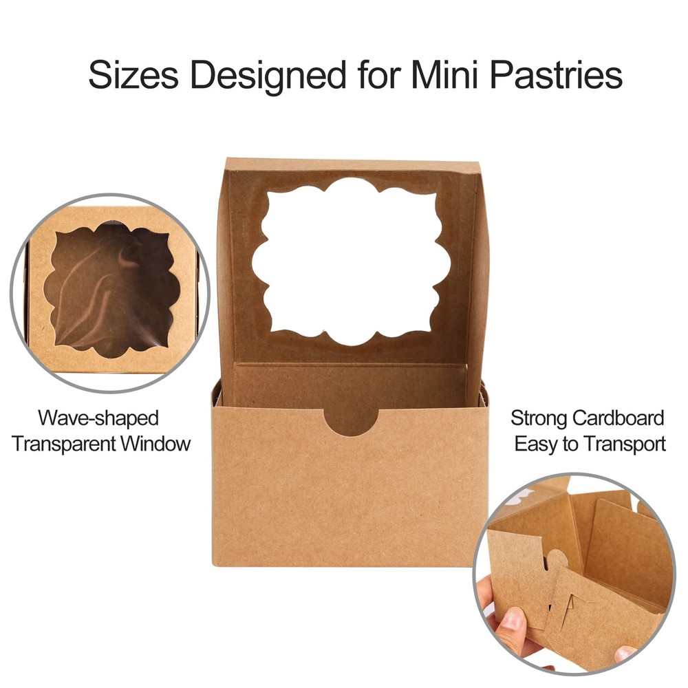 50pcs Cookie Boxes with Window Bakery Boxes Small Treat Boxes Mini Pie Boxes ...