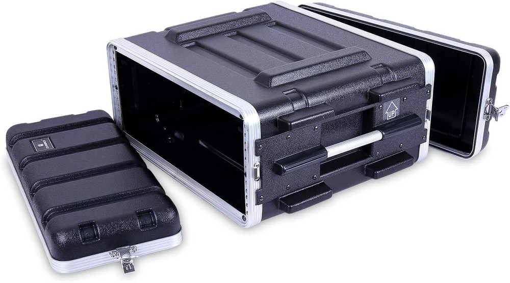Crossrock Stackable 4U Rack Case, Standard 19.25” Depth, Polyethylene Hard-Black