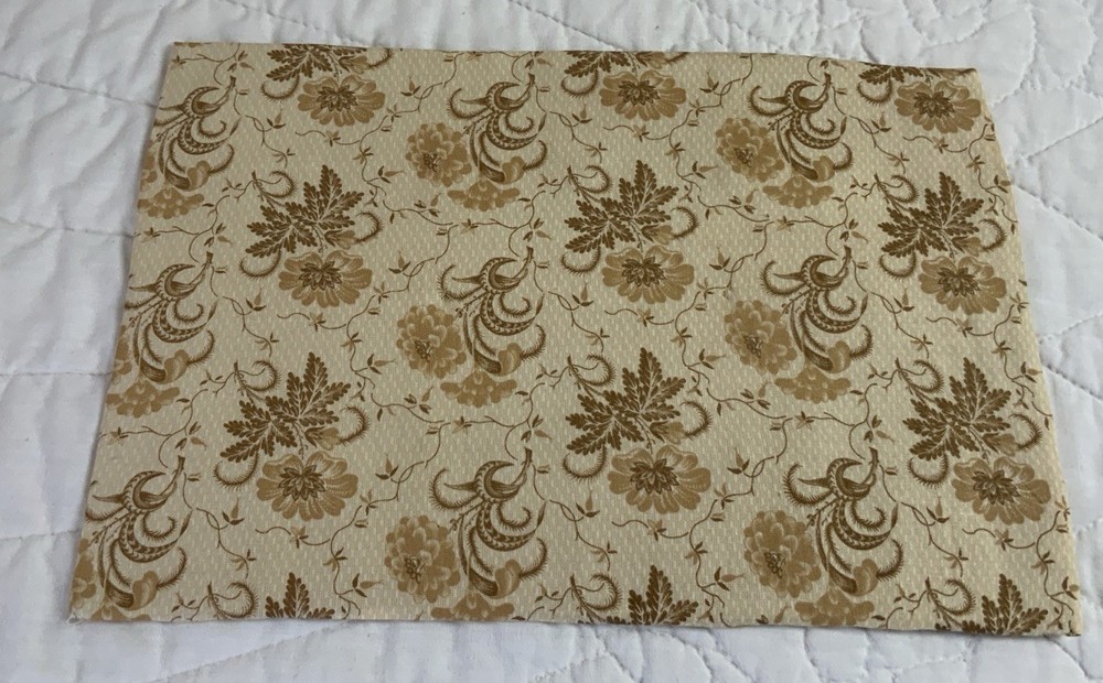 Antique Vintage Patchwork Quilt Table Topper, Four Patch, Early Calicos, Brown
