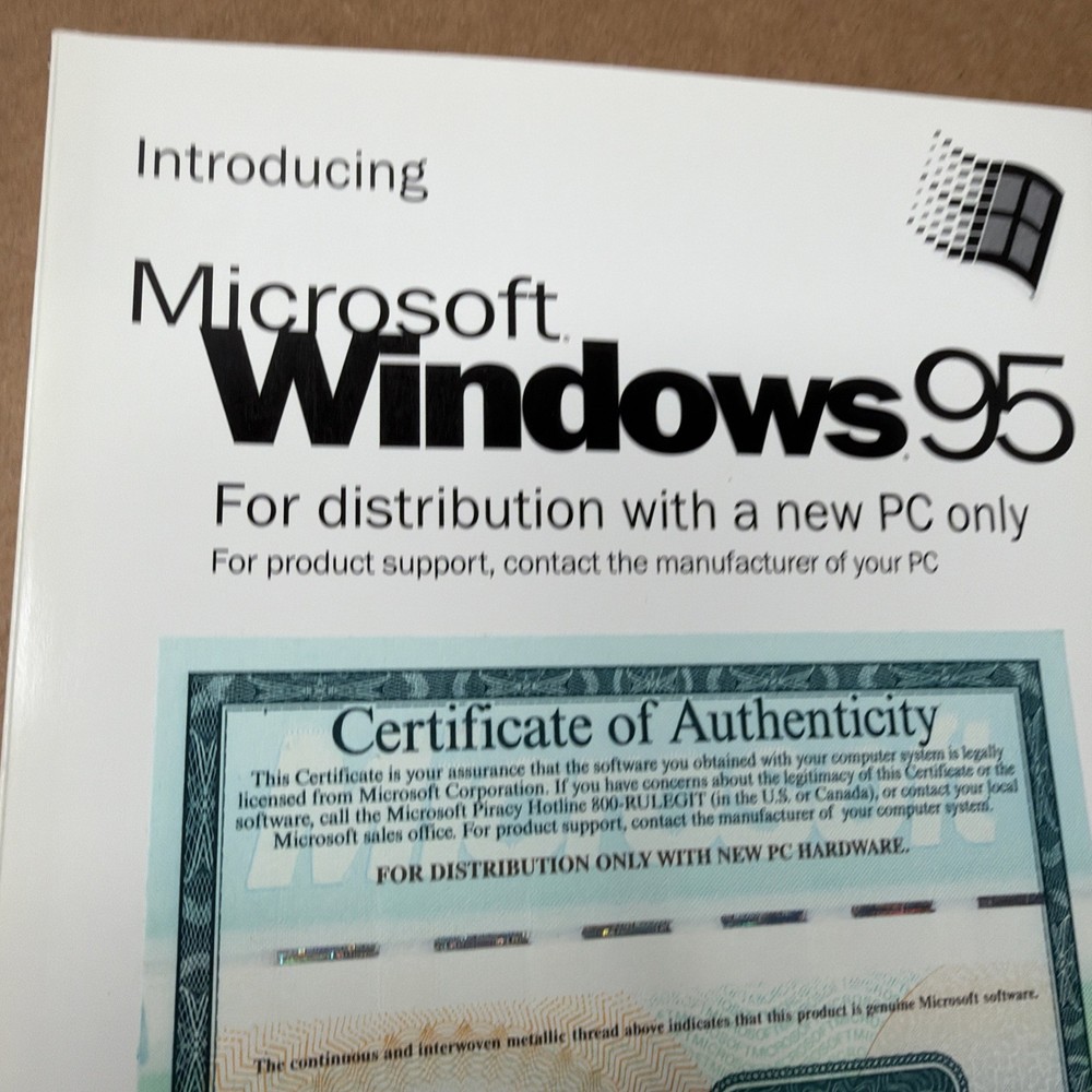 Microsoft Windows 95 Original Install CD-ROM, COA/Product Key & User Guide Used