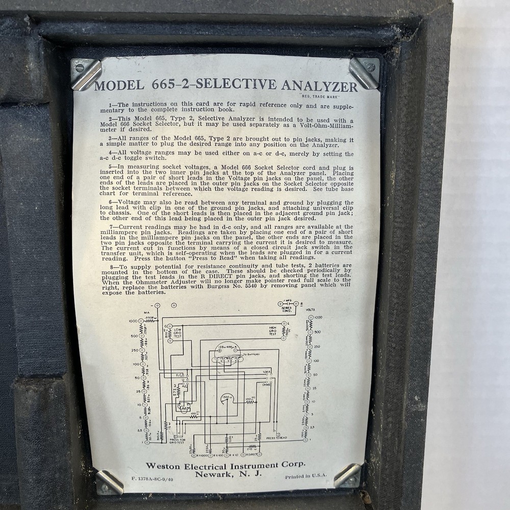 VTG Weston Selective Analyzer Model 665 Type 2 in Case Untested