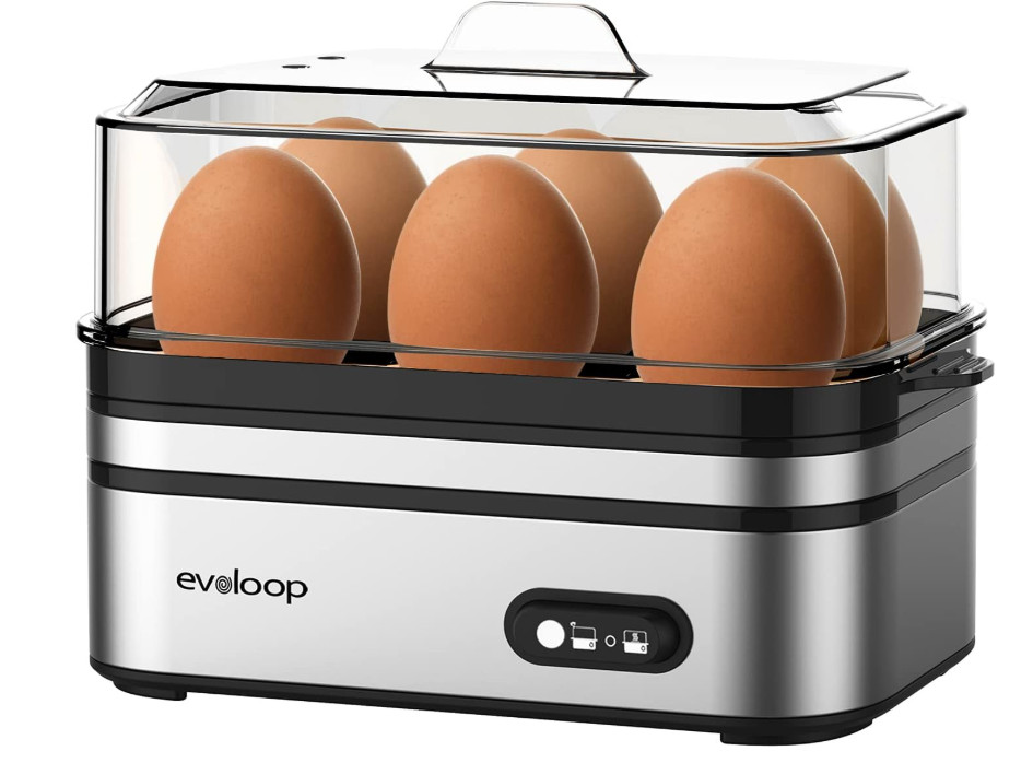 Evoloop Rapid Egg Cooker Electric 6 Eggs Capacity, Soft, Medium, Hard Boiled, Po