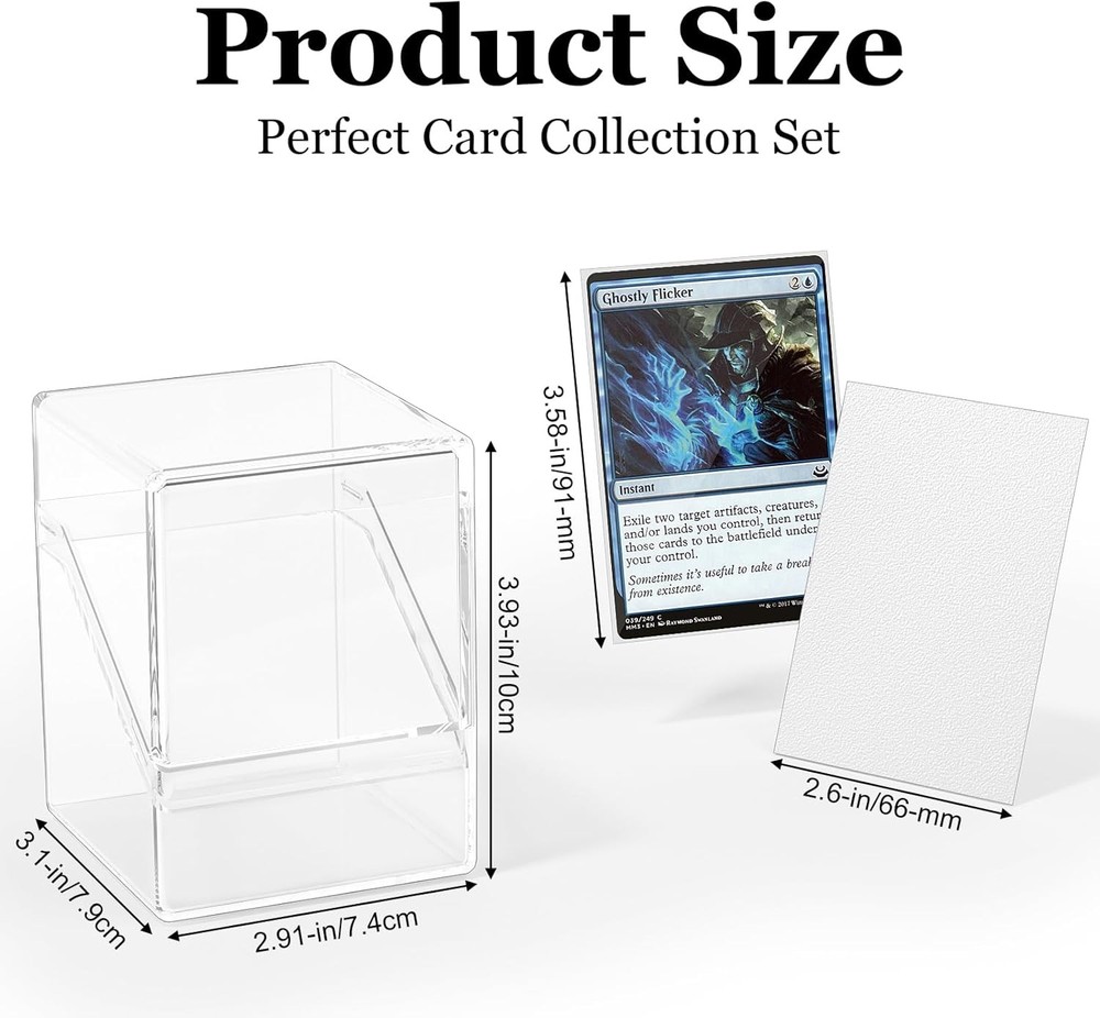 Card Deck Case, Clear Deck Box with 100 Pack Card Sleeves and Divider, Standard