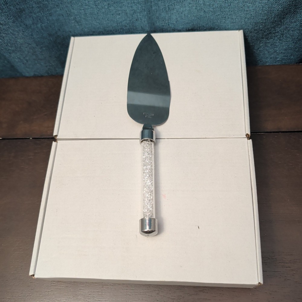 Mr & Mrs Wedding Cake Server Knife Set | Crystal Filled Bling Handle Stainless
