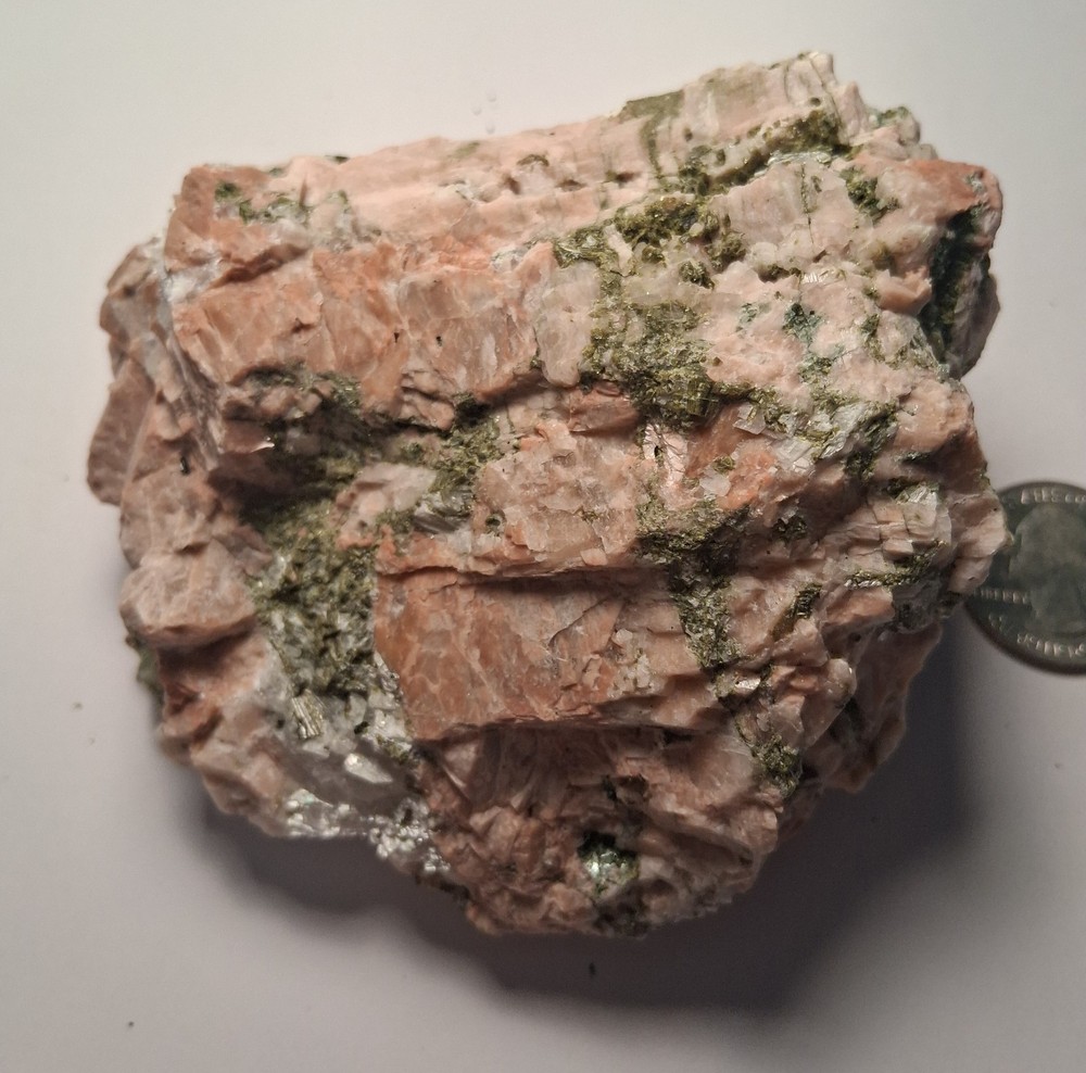Epidote crystals in Granite Pegmatite display specimen