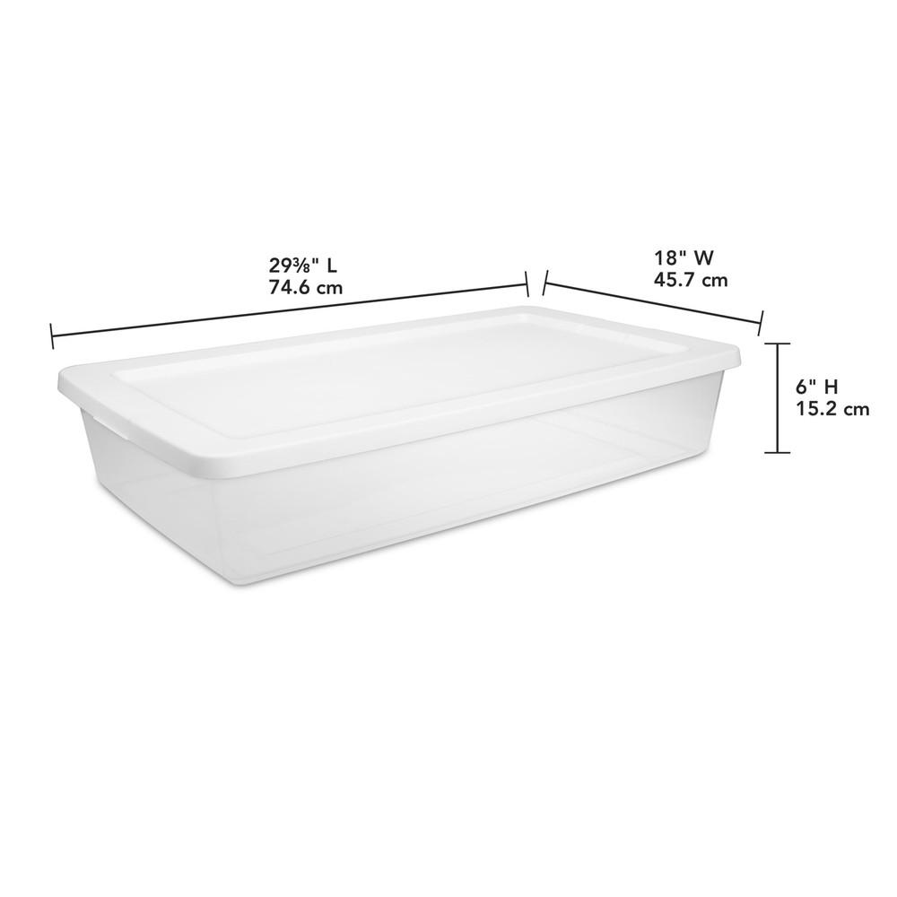 41 Quart Clear Plastic Storage Container with Snap-On Lid, White