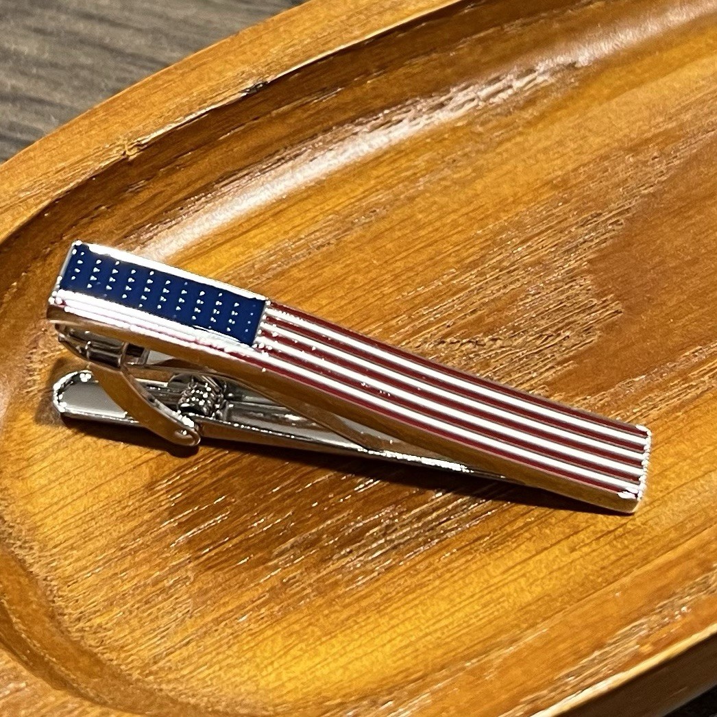 USA Flag Tie Clip Men Daily Wear Birthday Gift Tie Bar