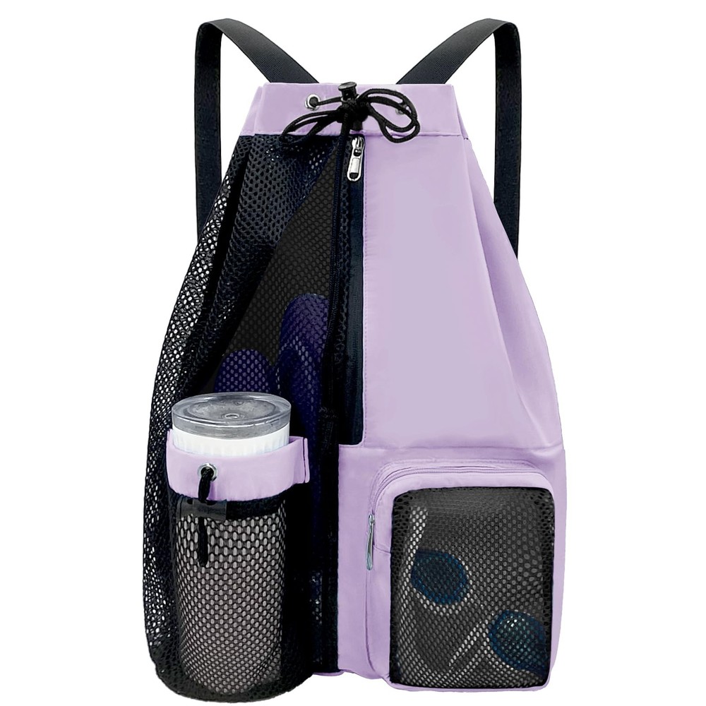Beach Backpack Wet Pocket Drawstring Mesh Bag Waterproof Swim Pool