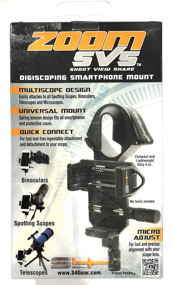 S4Gear ZOOM SVS DIGISCOPING SMARTPHONE MOUNT NEW