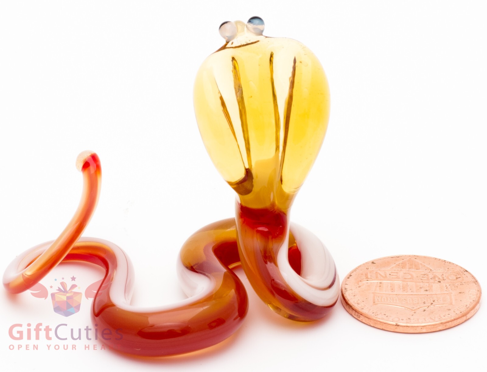 Hand-Blown Glass Cobra Snake Figurine Handmade 2025 Year of the Snake Sculpture