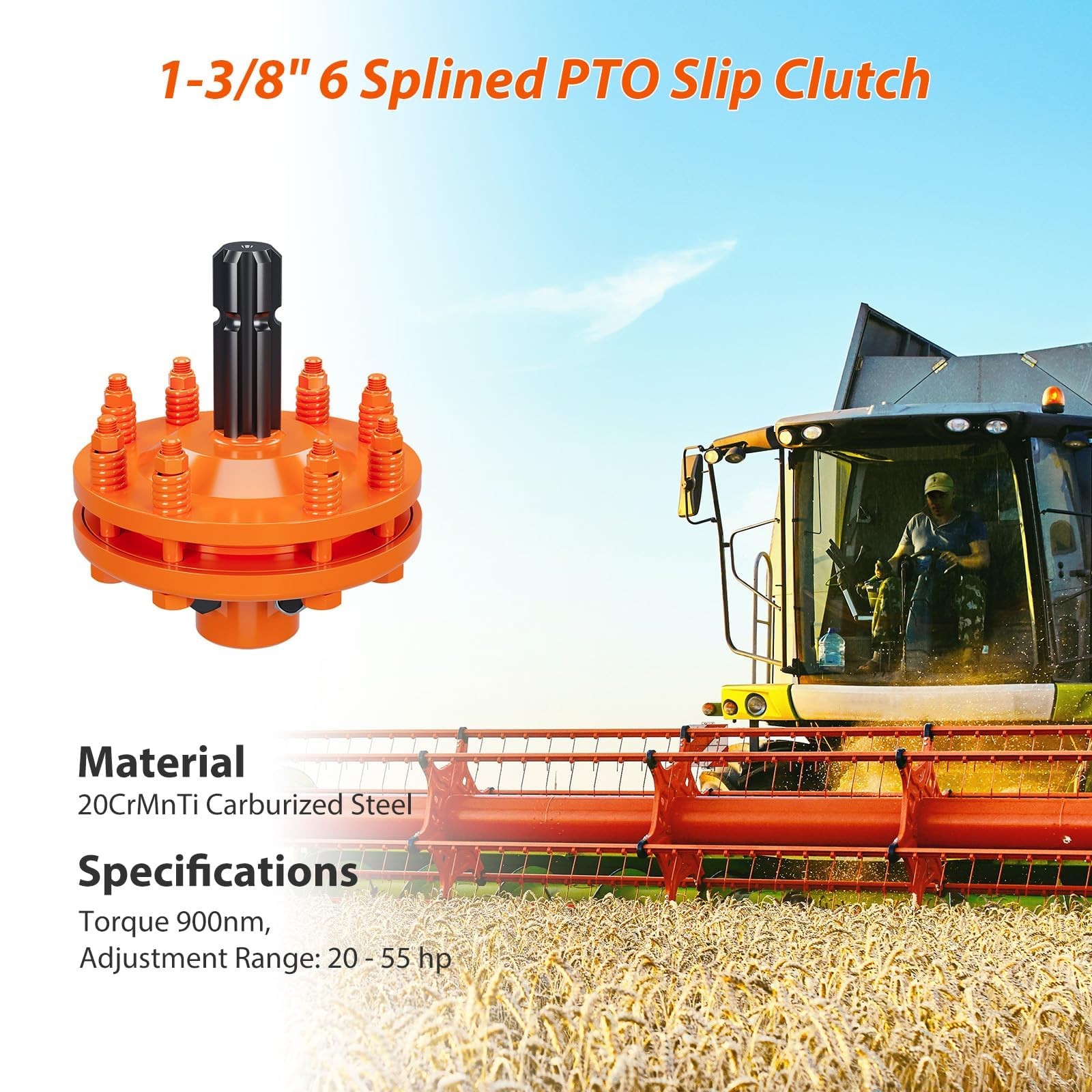 PTO Slip Clutch 1 3/8" 6 Spline Ends for PTO Slip Shafts Tractor PTO Slip Clutch