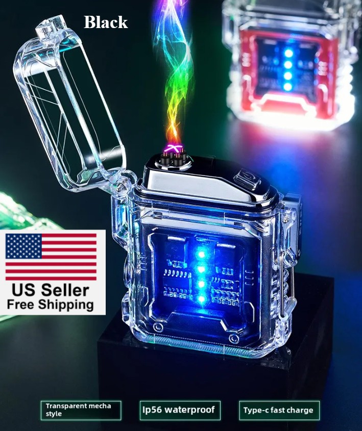 USB Rechargeable Lighter Dual Arc Plasma Windproof Lighter Waterproof COB Light