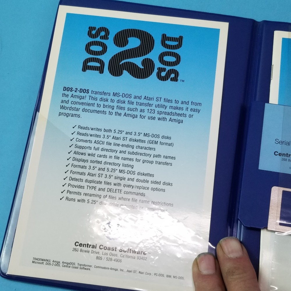 DOS‑2‑DOS Amiga File Transfer Utility – Disk + Original Manual – MS‑DOS + Atari