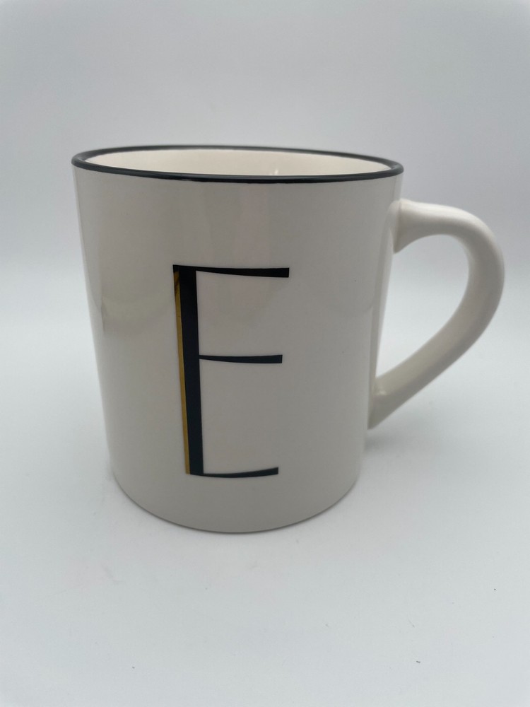 Threshold Monogram Initial E Coffee Mug 16 oz Personalized Black White Cup B17
