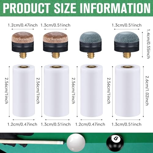 20 Sets Billiard Cues Tips Replacement with White Pool Cue Stick Ferrules