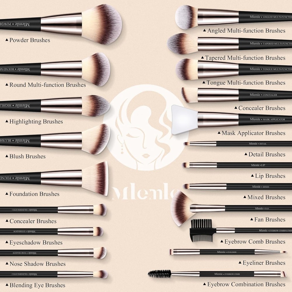 Makeup Brushes Set, Professional 25 Pcs Makeup Kit, Include Powder Foundation
