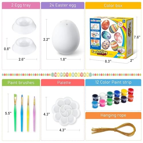 White Easter Eggs Painting Kit-24 Paintable Flocking 24 Flocking White Eggs