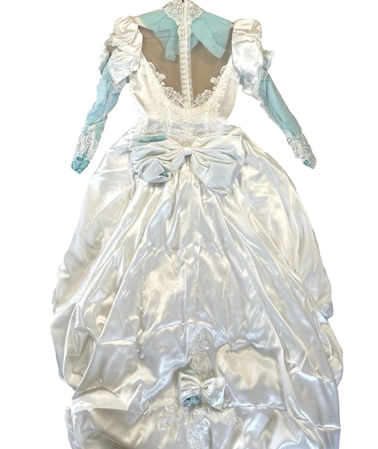 Lifetime of Loveliness Vintage 80s White Lace Long Sleeve Wedding Dress sz 10