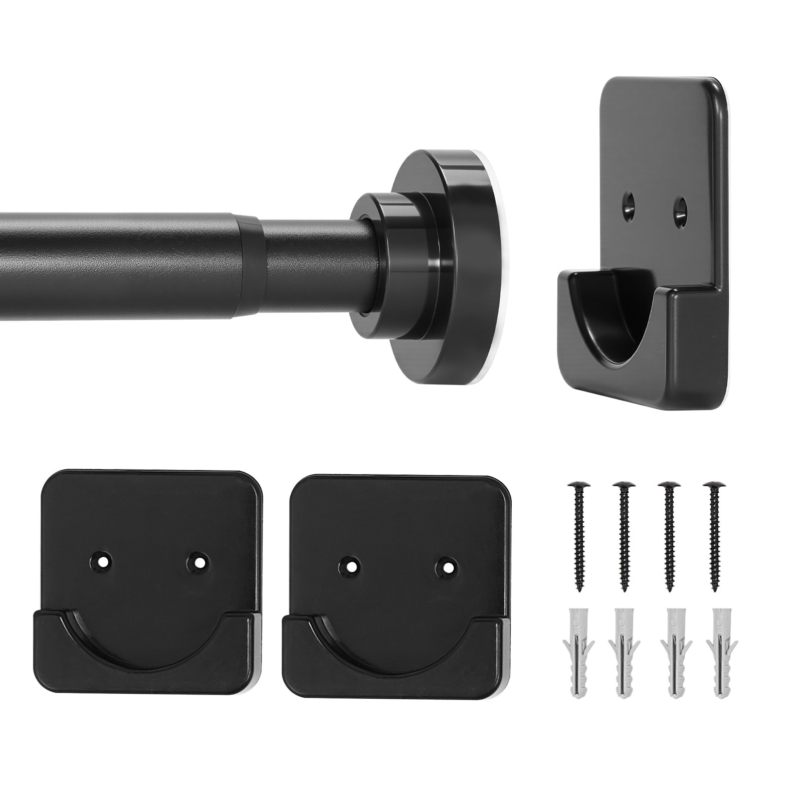 VEVOR Shower Curtain Rod Adjustable Tension Rod 28-76 in Stainless Steel Black