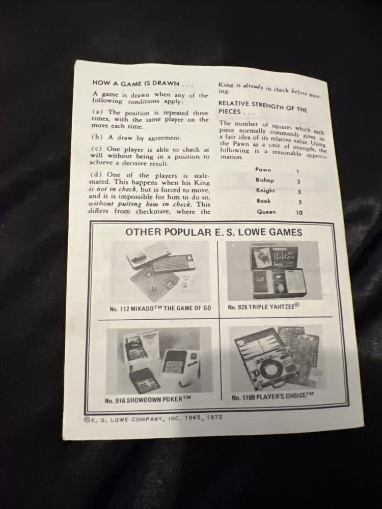 Tournament chessmen 1972 replacment rules