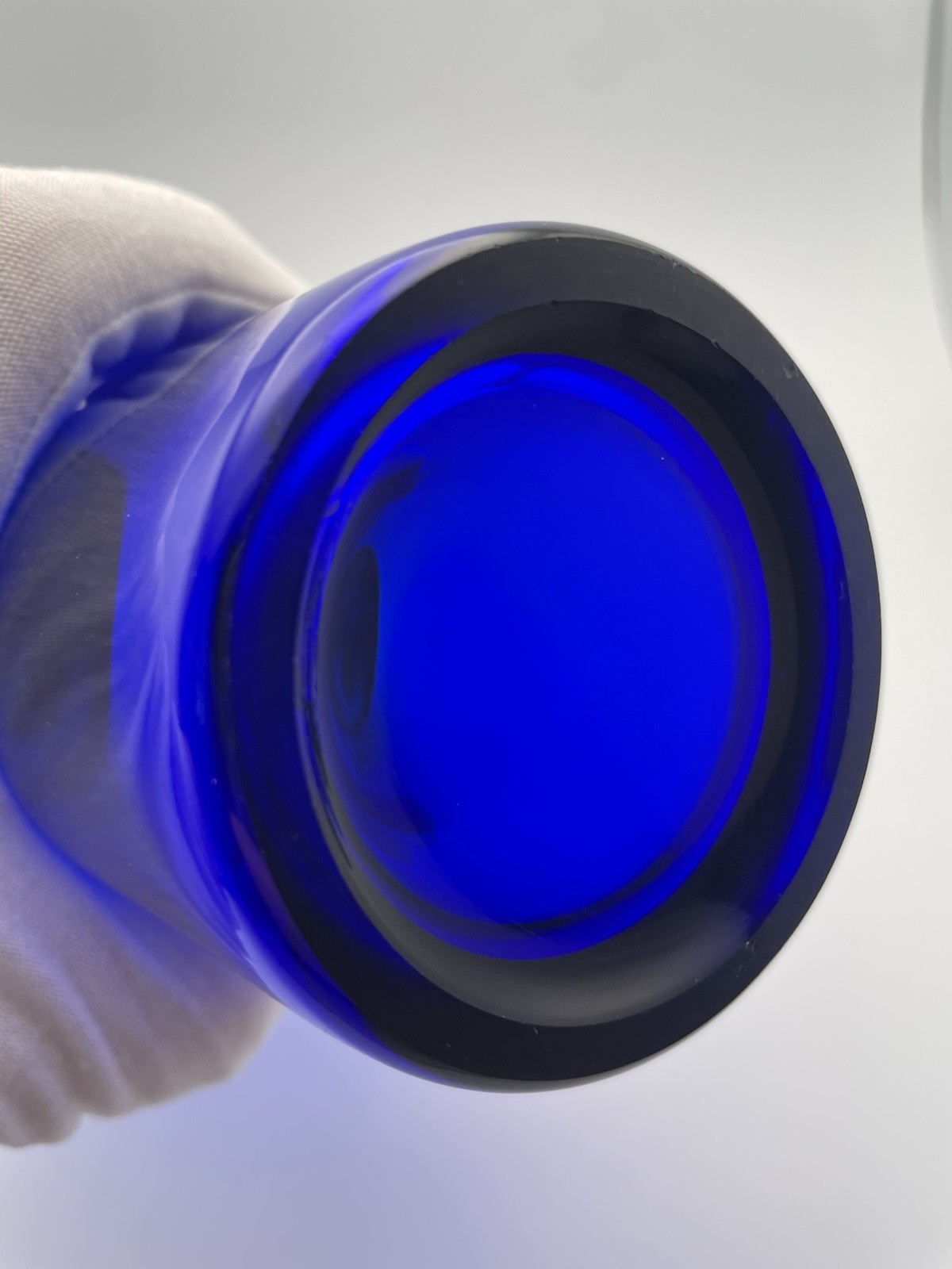 Vintage Cobalt Blue Thick Glass Cocktail Shaker 11" Tall Art Deco MCM FABULOUS!