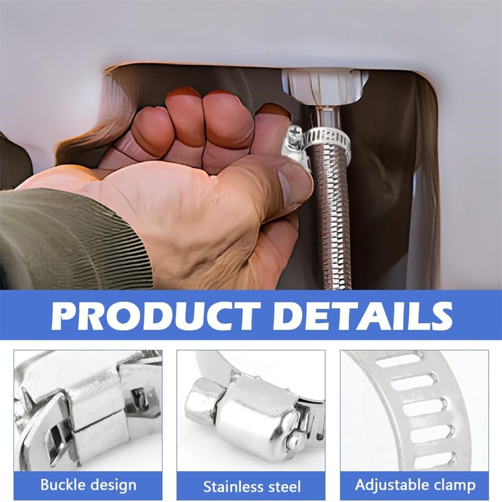 130pcs Adjustable Hose Clamps Worm Gear Stainless Steel Clamp Assortment 7 Sizes