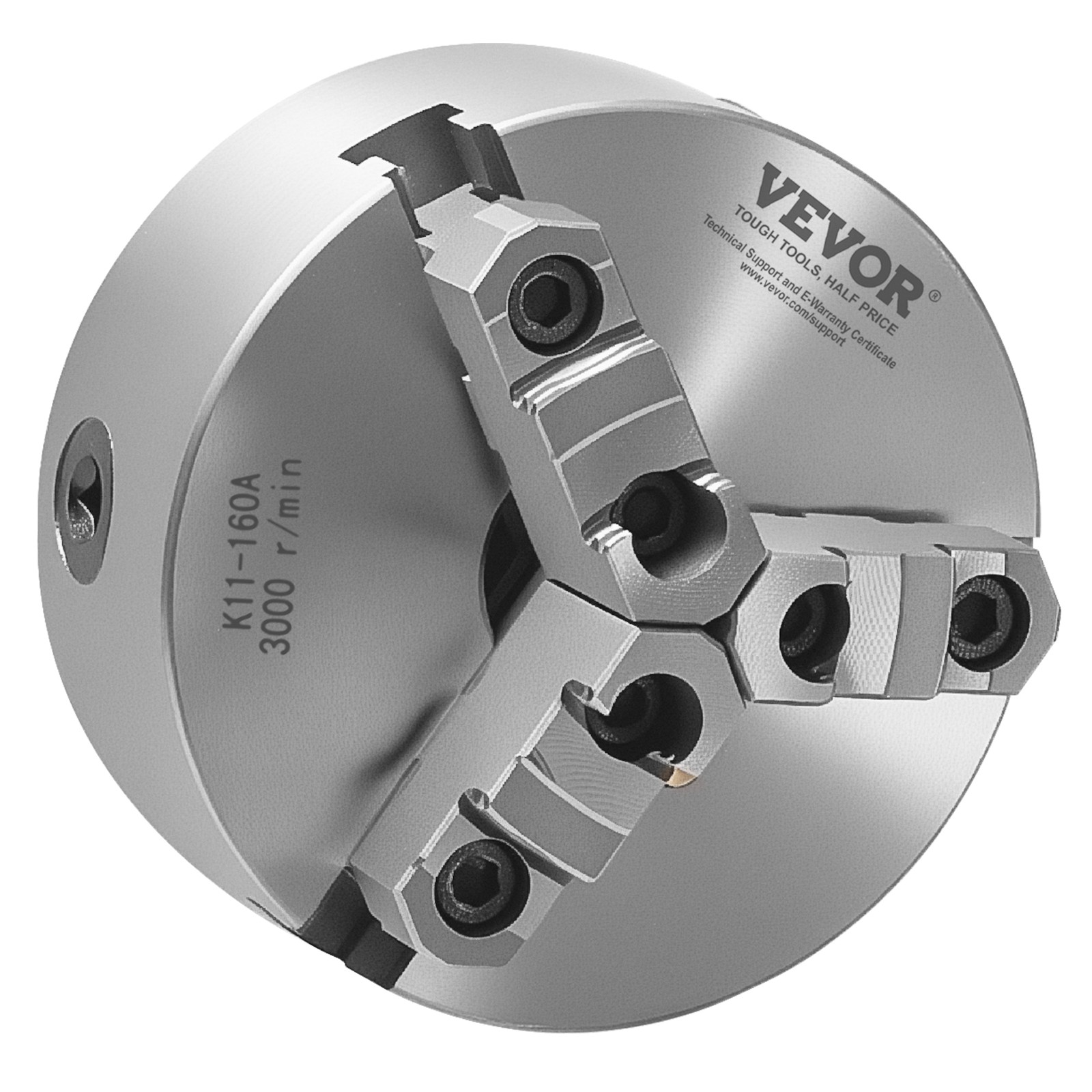 VEVOR 6 Inch 3-Jaw Self-Centering Lathe Chuck with 1 1/2 in-8 Threaded Backing