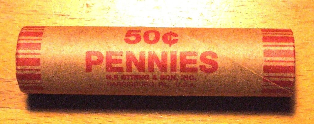 1973d uncirculated penny roll 50 coins per roll