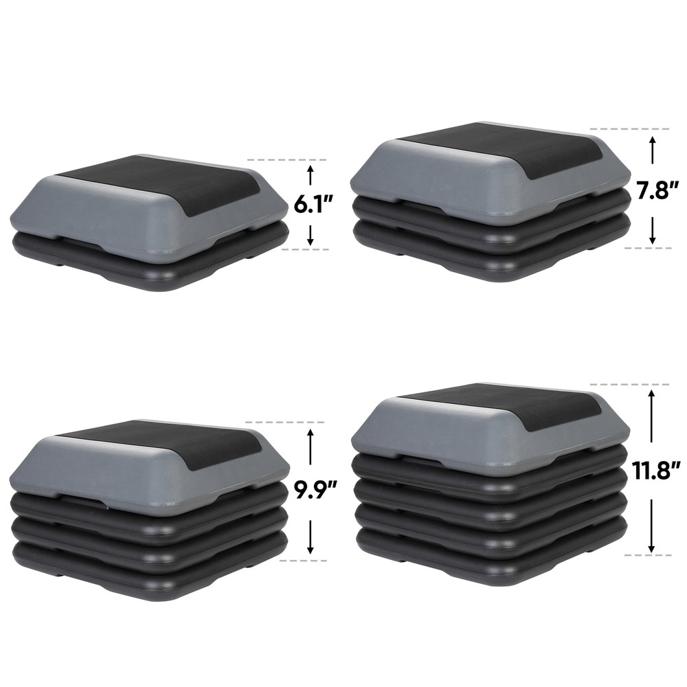 2X Adjustable High Step Aerobic Platform w/ 4 Risers Training Workout 16" x 16"
