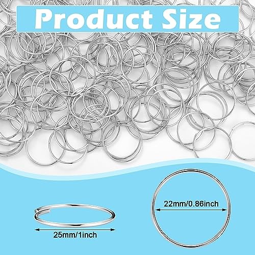 Zonon 2000 Pcs 1'' Silver Split Key Rings Metal Split Keychain Small Round